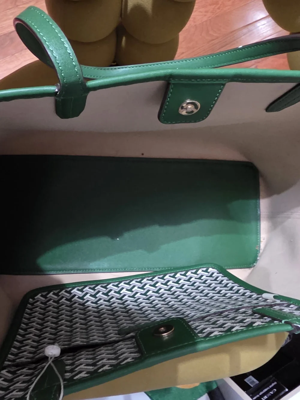 Tory Burch Green Patterned Stripe Tote Bag